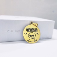 Dog and Cat Name Tag - Pet Name Tag - 2-Sided Laser Engraved Stainless Steel Round Name Tag