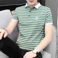 Men's Short Sleeve T-shirt South Korean Summer New Polo Fashion Youth Stripe Half Sleeve Men's Top