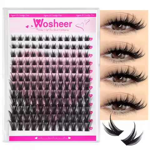 WOSHEER Lash Clusters Wispy Eyelash Clusters 120pcs 8-18mm Cluster Eyelash Natural Volume Lash Exten