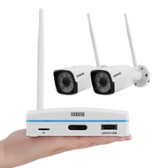 Expandable 8CH Mini NVR & Security Cameras System-2pcs 2K Outdoor Cameras & 1pcs 8CH Wifi NVR Kit, F