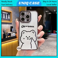 IPH 11 12 13 14 15 16 17 Plus Pro Max transparent cute rabbit bear phone case casing cover 手机壳