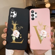 For Samsung Galaxy A32 A 32 4G Phone Case Luxury Shockproof Flower Letters Silicone Soft TPU Protective Back Cover For Samsung a 32 Capa Shell Bumper 2021