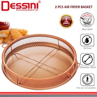 DESSINI ITALY 2 Pcs Copper Crispy Mesh Tray Air Fryer Oven Non-Stick Baking Grill Deep Basket Oil Dr