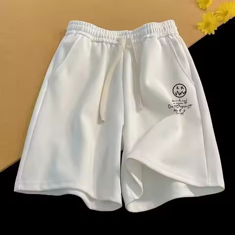 Men's Letter Graphic Print Drawstring Waist Shorts Casual Tie Front Track Athletic Shorts Basketball