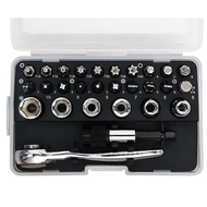 28 in 1 Mini Ratchet Wrench Set with Right Angle Offset 1/4 Inch 72 Tooth Screwdriver Handle Magneti