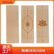 yoga map yoga mat yoga block Cross-Border Rubber Cork Yoga Mat TPE with Position Line Yoga Fitness M