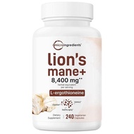 Micro Ingredients Lions Mane with L-Ergothioneine | 240 Vegan Capsules, 8,400 mg Herbal Equivalent, 