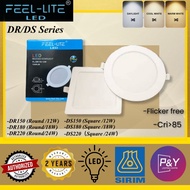 Feel Lite LED Downlight DR/DS Series 12W/18W/24W 6400K/3000K/4000K Square/Round