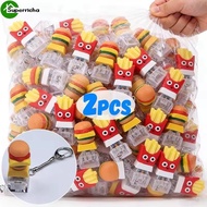2-1Pcs Hamburg French Fries Fidget Keychain - Finger Keyboard Cap Keyring - Cute Keys Button Keycap 