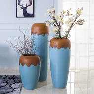 Jingdezhen Ceramic Vase Handmade Two-Color Floor Vase Living Room Large Ceramic Vase Three-Piece Set