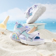 รองเท้าเด็ก Xtep ตีนตุ๊กแกเปิดนิ้วเท้าสำหรับเด็กผู้หญิงรองเท้าแตะชายหาดพื้นนุ่มกันลื่นสำหรับเด็กในฤด