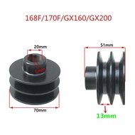 Belt Pulley Wheel with 13mm or 17mm Double Groove dia. 70mm fits 168F/170F/GX200 Gasoline engine spa