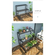 Preorder ~   Rak PasU Bunga 3 Tingkat  80cm 3 Tiers Iron Flower Stand MultiLayer Floor Rack Balcony Flower Pot 3层花架