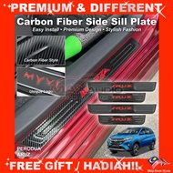 Carbon Fiber Side Sill Plate PERODUA ARUZ Premium Stainless Steel Car Door Step Sticker Protector