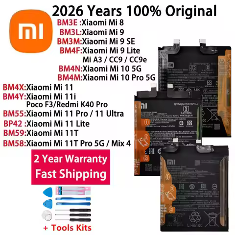 100% Original Battery For Xiaomi Mi 8 9 10 11 11i 11T Pro 5G Ultra SE Lite Mi A3 CC9 CC9e Poco F3 Re