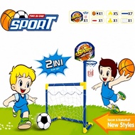 1253 2 in 1 Soccer Goal and Basketball Sports Toy Folding Soccer Goal Toy/ Plastic Soccer Goal Toy/ 