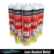 Lem Sealant / Silent Botol White / Clear / Black / Coklat Asam 300 ml Lem Kaca Alumunium