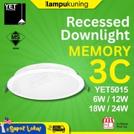 [SIRIM] YETPLUS Memory 3C LED Recessed Downlight YET5015 Round 3 Colour
