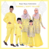 BAJU FAMILY SEDONDON KUNING 🔥 Baju Melayu Kurta Kurung Kebaya Peplum Lace Budak Ayah Ibu Anak Raya Soft Yellow Plussize