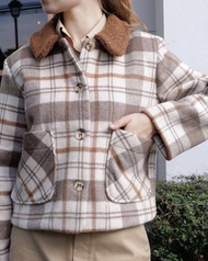 PEACH PIT CASHMERE JACKET (Scott cream•Scott brown)เสื้อแจ็คเก็ตหน้าหนาว