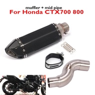 Fengge1รถจักรยานยนต์ CTX700ลื่นบนท่อเชื่อมต่อกลางตัวเก็บเสียงท่อไอเสีย51มม. สำหรับฮอนด้า CTX700 800