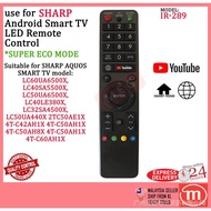 Sharp Aquos smart TV Android remote control replacement with YouTube Super Eco Mode & browser IR-289