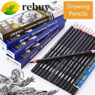 REBUY 12Pcs Sketch Pencils Black Pencils School Supplies 3B 4B 5B 6B Hard Charcoal Soft Charcoal Art