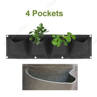 Black Wall Hanging Planting Bags 4 Pockets Gardening Flowers Plant Grow Pot Planter Vegetables Bags Home Tools  SG2L