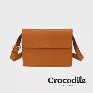 【Crocodile】鱷魚皮件 Naturale 3.0系列 斜背包 翻蓋側背包 義大利植鞣 -0104-10301-新品上市 咖啡色