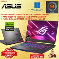 #RG009 USED ASUS ROG Gaming G513QM AMD R9 RYZEN 9-5900HX 16GB 512GB SSD NVIDIA GEFORCE RTX3060 6GB F