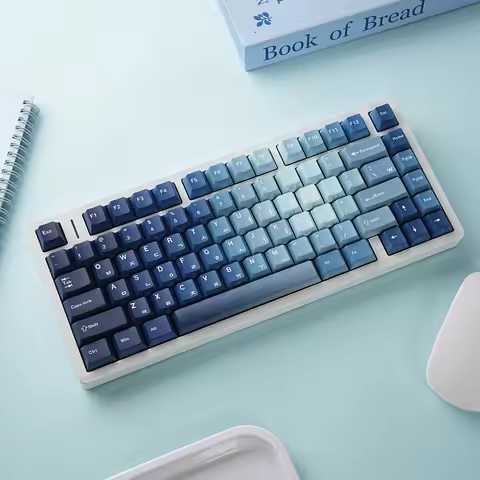 130 Key Korean Keycap Set for Cherry MX Mechanical Keyboard - Blue Hangul Keycap KR/JP/FR French Aze