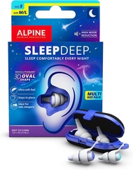 Alpine Hearing Protection Alpine SleepDeep Multisize - Soft Ear Plugs for Sleeping and Concentration - New 3D Oval Shape and Noise Reducing Gel for Better Attenuation - 27dB - Ideal for Side Sleeper - 2-Pair Reusable: S + M/L