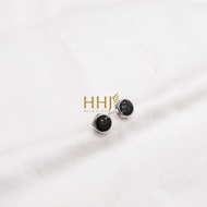 Earrings - Black stone bud earrings - HHJ - S95 silver