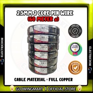 100% Pure Copper Twin Flat Wire Pin Wire 2.5MM X 2C PVC SHEATHED CABLE WIRE Wayar Lampu Pasar Malam