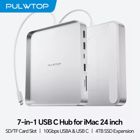 PULWTOP USB C HUB for iMac M1/M3/M4 with USB C 10Gbps, USB A SD/TF, iMac Accessories Support Expand 
