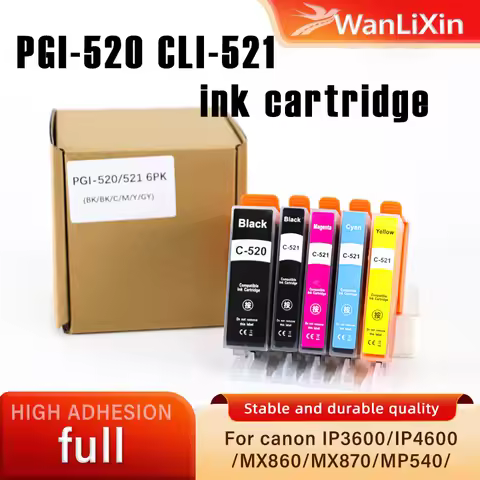 color set PGI-520 CLI-521 ink cartridge，For canon PIXMA IP3600/IP4600/IP4700/MX860/MX870/MP540/MP550