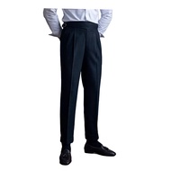 Men Pants Adjustable Waist Pants English Style Mens Suit Pants Adjustable Waist Straight Leg Slacks 
