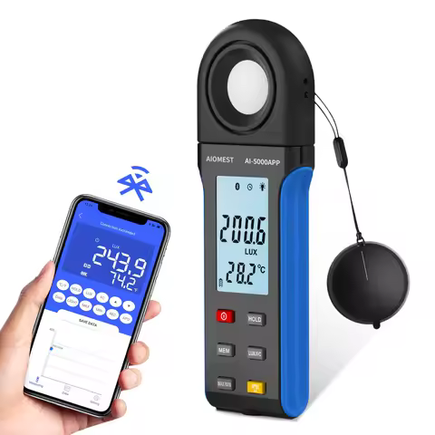 Light Lux Meter with Bluetooth,Digital Lumen Tester 0.1 Lux, 1-400,000 Lux/FC Range, 270° Rotated Se