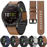 leather silicone 26/22mm Watch Band Strap For Garmin Quickfit Fenix 7X 7Pro Solar Enduro 2 6X 6 Pro 5X 5 Plus Bracelet Wristband