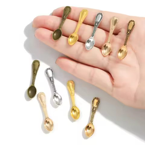 20pcs Mini Spoon Metal Accessories 36*08mm Suitable for Handmade DIY Clothing Accessories and Jewelr