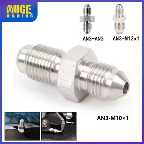 MUGE-Stainless Steel Double Headed Thread Brake Fittings Adapter AN3 Male 3/8x24 UNF to M10x1/M12X1 