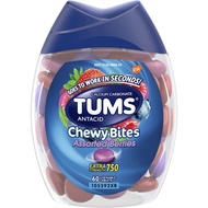 Tums Chewy Bites Heartburn Relief Chewable Antacid Tablets Berry 60 Ct