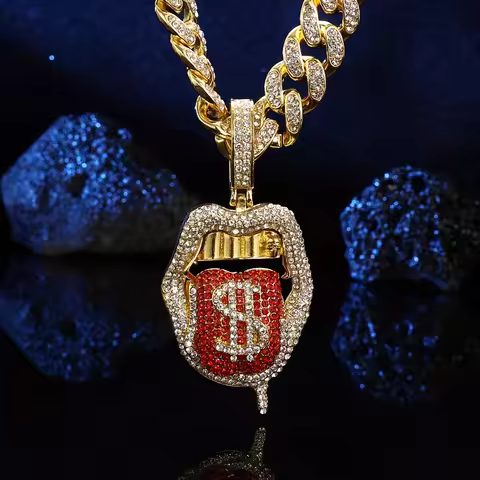 Ice Out Chain Dollar Pendant 18inch 45CM Plate Cuban Punk Jewelry For Gift Chain For Men And Women N