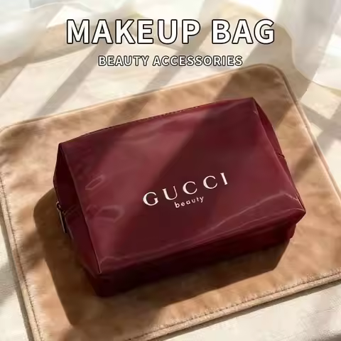Gucci Gucci’s bag Durable Red Canvas Large Capacity Makeup Bag, Luxury Multifunctional Travel Office