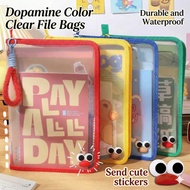 Ready Stock A4 Zipper File Bag PP Transparent Storage Pouch with Handle Dustproof Thickened Document