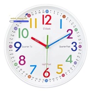Wall Clock for Kids Silent Colorful Teaching Time Clock for Kids Room, Classroom, School Playroom