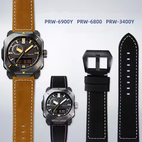For Casio PROTREK PRW-6900Y PRW-6800 PRW-3400 PRW-6900 PRW-60 PRW-60YT Watchband Leather Vingtage St