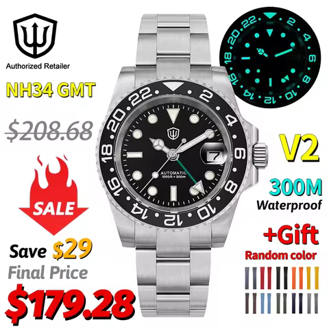 Watchdives Wd16760 V2 Nh34 Automatic Dive Luxury Watches Ar Sapphire Bgw9 Luminous 300M Waterproof 4