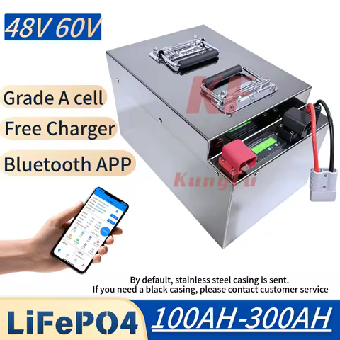 KF-48V 60V 100Ah 150Ah 200Ah 300Ah Lifepo4 lithium battery pack bluetooth BMS 100A 200A for 5000W 80