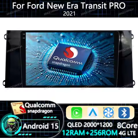 Android 15 Car Radio Carplay Auto For Ford New Era Transit PRO 2021 Qualcomm Multimedia Video Player